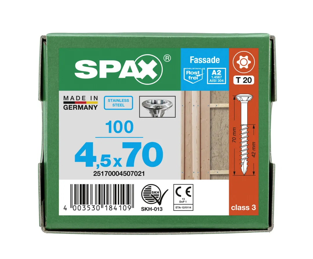 SPAX Linsensenkk.T20 V2A 4,5x 70