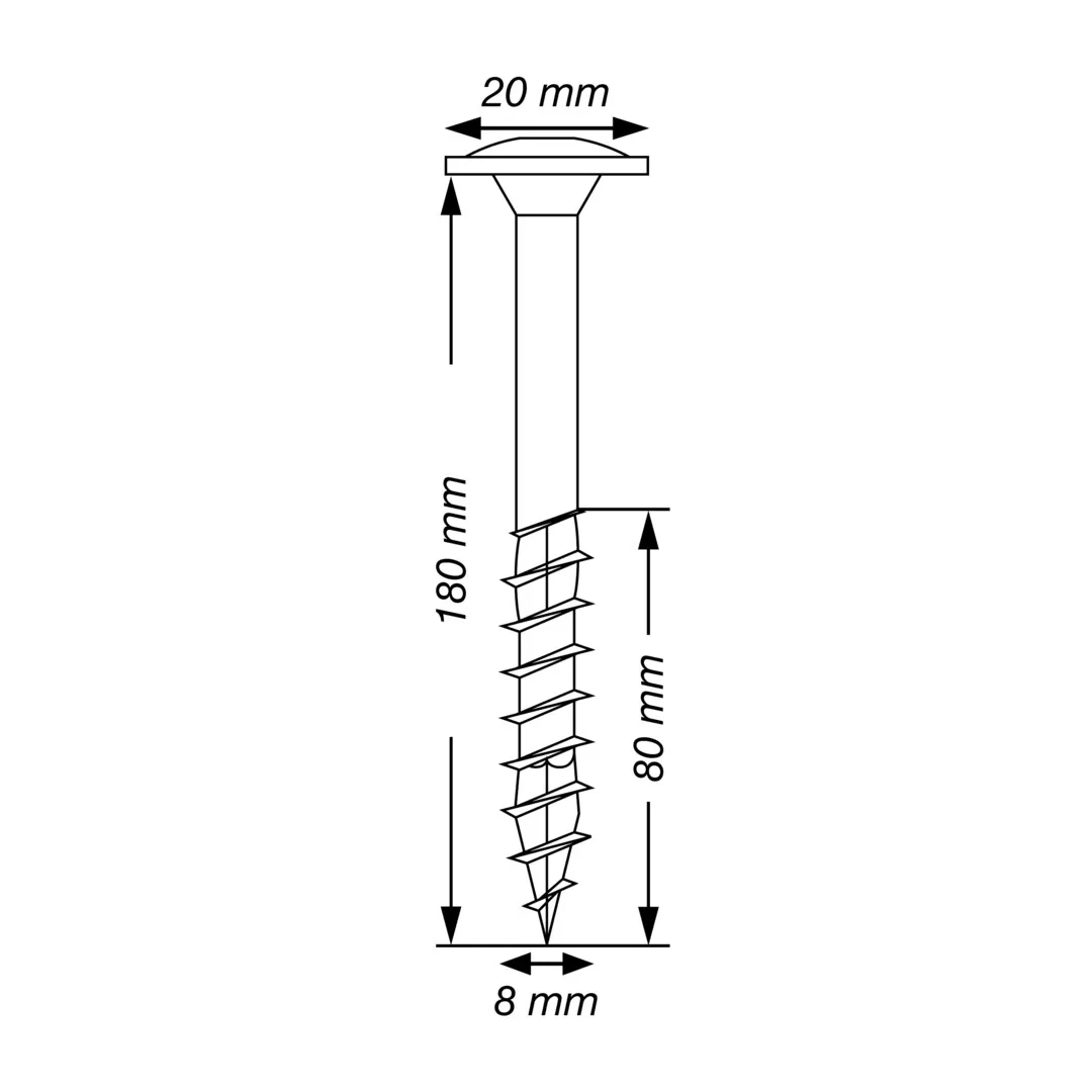 SPAX Tellerkopf-Schraube T40  8,0 x 180