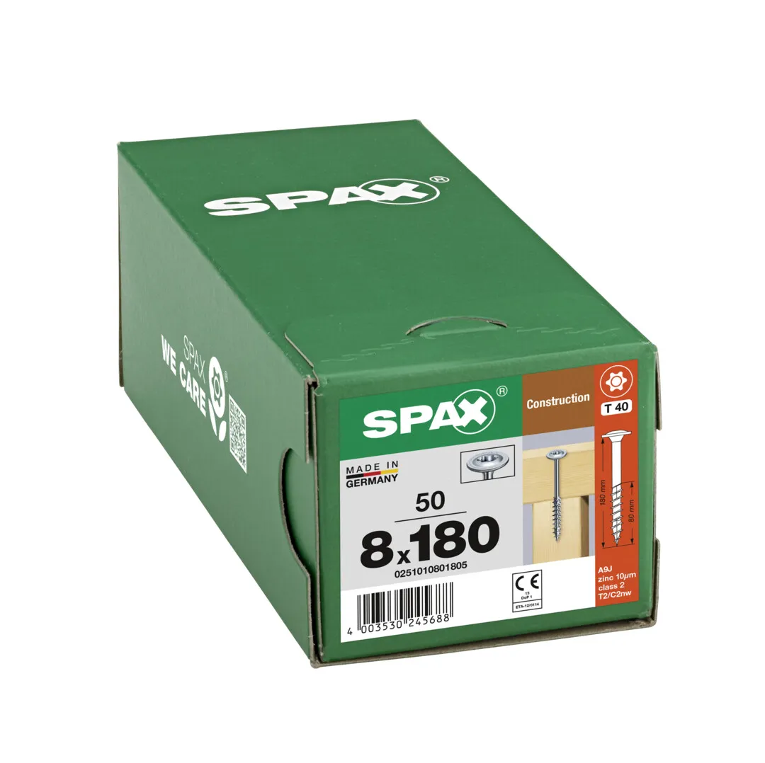 SPAX Tellerkopf-Schraube T40  8,0 x 180