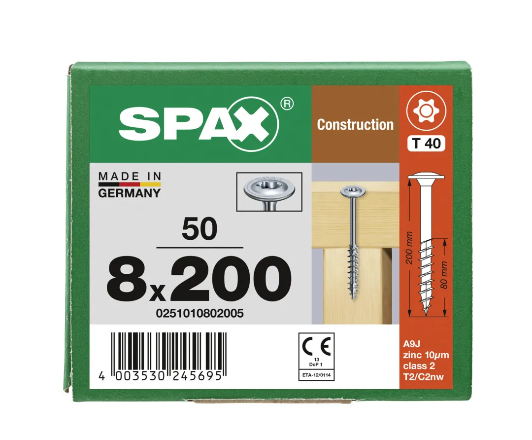 SPAX Tellerkopf-Schraube T40  8,0 x 200