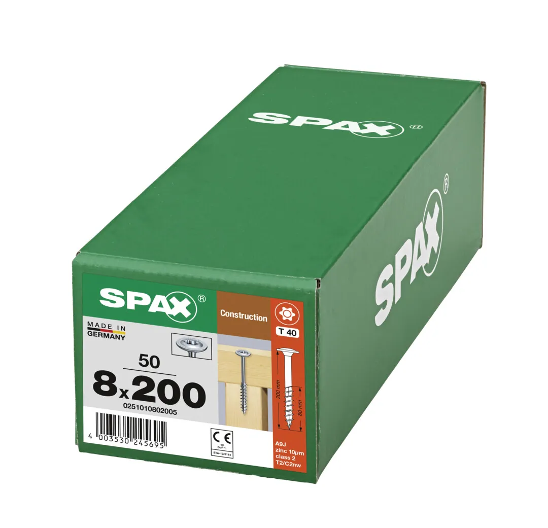 SPAX Tellerkopf-Schraube T40  8,0 x 200