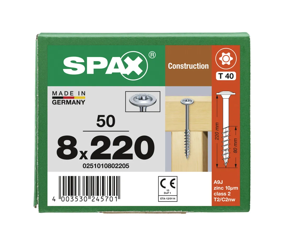 SPAX Tellerkopf-Schraube T40  8,0 x 220